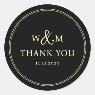 Sticker Rond Mariage monogramme moderne simple et élégant