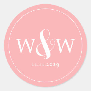 Sticker Rond Mariage monogramme moderne simple et élégant