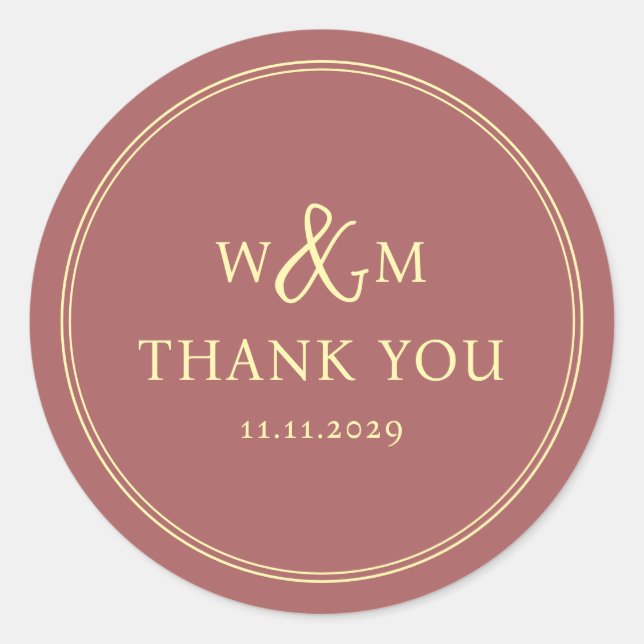 Sticker Rond Mariage monogramme moderne simple et élégant (Devant)