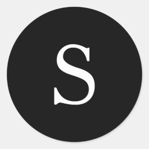 Sticker Rond Mariage Monogramme Noir Moderne
