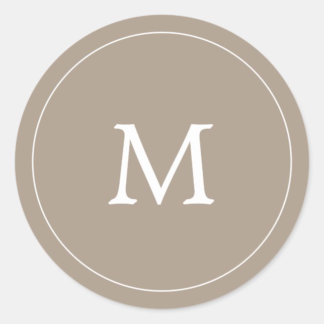 Sticker Rond mariage monogramme simple en bois de cendrier brun (Devant)