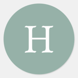 Sticker Rond Mariage Monogramme vert Sage simple