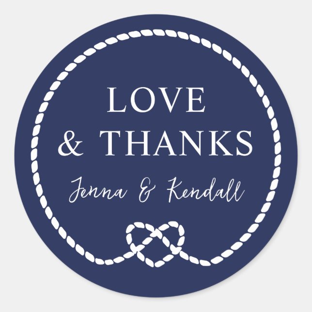 Sticker Rond Mariage nautique Merci de la Marine (Devant)