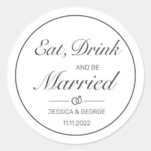 Sticker Rond Mariage noir blanc minimaliste moderne