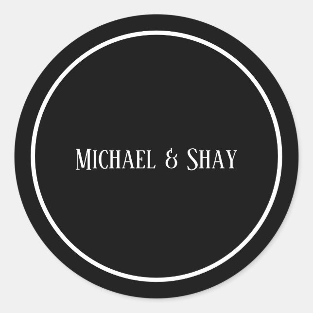 Sticker rond Mariage noir et blanc classique (Devant)