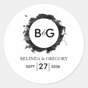 Sticker Rond Mariage noir simple