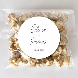 Sticker Rond Mariage Nom du couple Mariage Hôtel Snack Sac Sucr