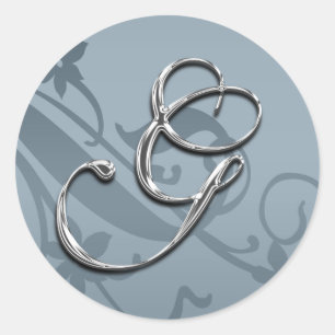 Sticker Rond Mariage officiel en argent Monogramme G Sceau