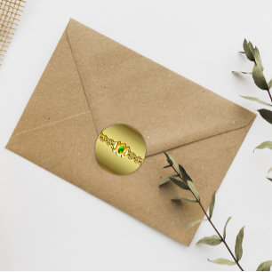 Sticker Rond Mariage or et émeraude