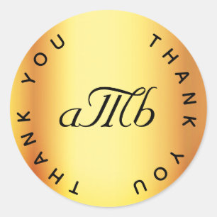 Sticker Rond Mariage or monogramme initiales glam merci