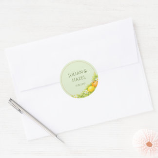 Sticker Rond Mariage Orange & Citron Jardin de Citronniers