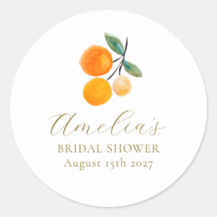 Sticker Rond Mariage Orange Citrus Aquarelle Brunch Personnalis
