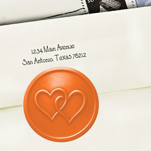 Sticker Rond Mariage Orange Deux Cœurs Entrelacés (Créateur téléchargé)