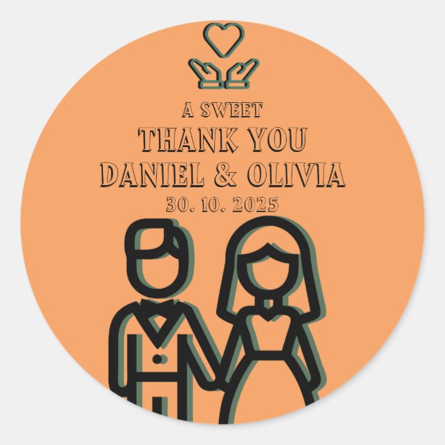 Sticker Rond Mariage orange profond (Devant)