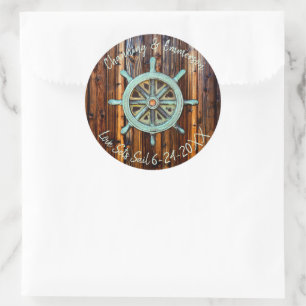 Sticker Rond Mariage ou Fiançailles nautique rustique