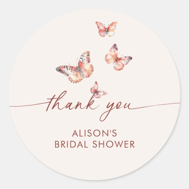 Sticker Rond Mariage papillon bohème  (Devant)