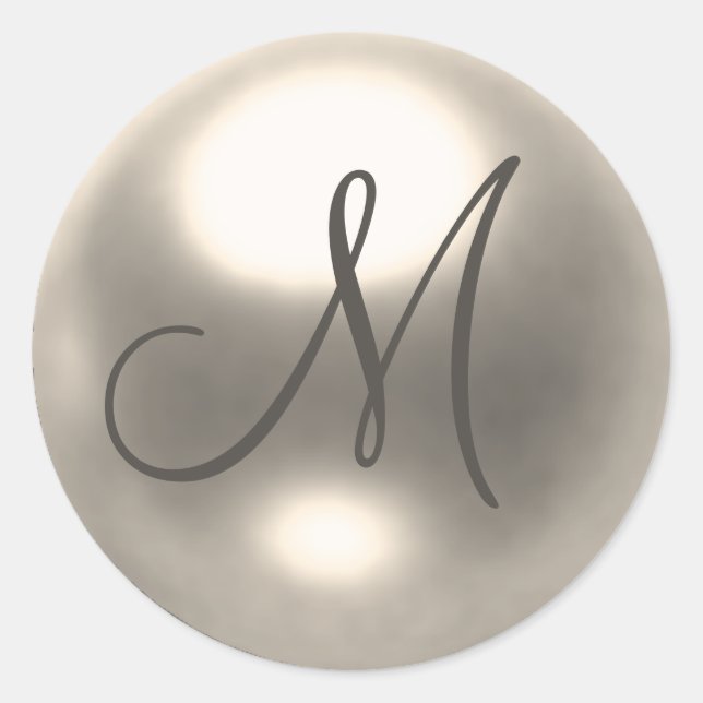 Sticker Rond Mariage Pearl M monogramme (Devant)