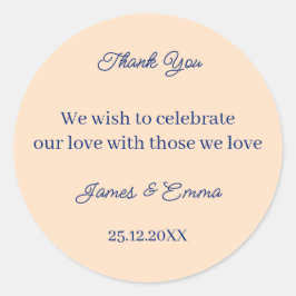 Sticker Rond Mariage personnalisé beige simple