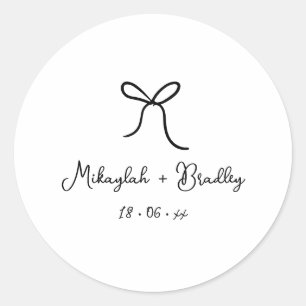 Sticker Rond Mariage personnalisé Black Whimsical Bow