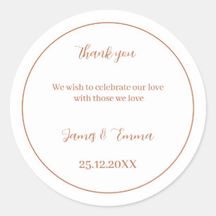 Sticker Rond Mariage personnalisé Brown simple