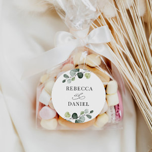 Sticker Rond Mariage personnalisé Eucalyptus vert