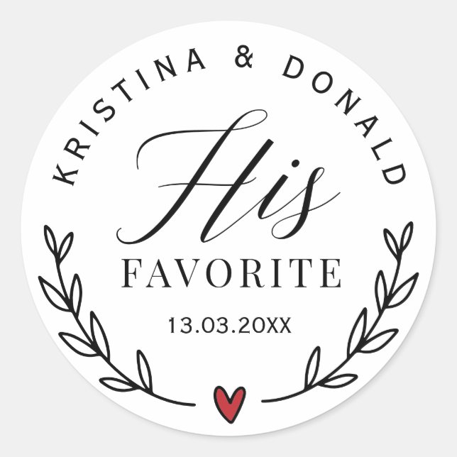 Sticker Rond Mariage Personnalisé Favoriser Sa Ronde Classique  (Devant)