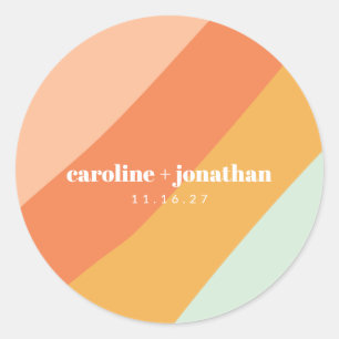 Sticker Rond Mariage Personnalisé Géométrique Pastel Mint Rétro