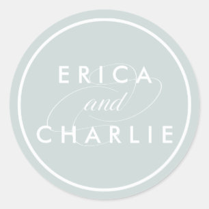 Sticker Rond Mariage personnalisé Jade grisé