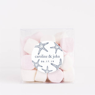 Sticker Rond Mariage personnalisé Marine & White Starfish