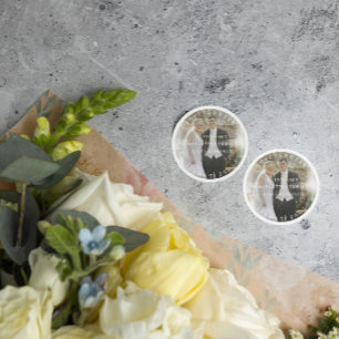Sticker Rond Mariage personnalisé Merci Golden Confetti Photo