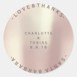 Sticker Rond Mariage personnalisé Merci Pearly Blush Champaign 