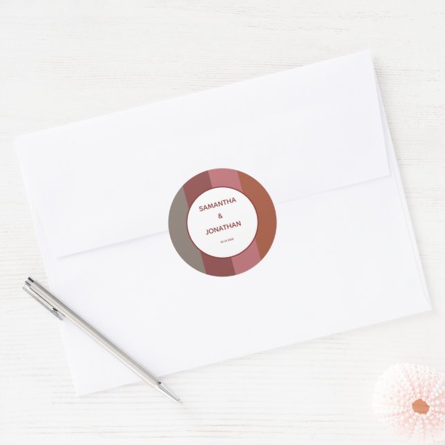 Sticker Rond Mariage personnalisé rayé Bauhaus (Enveloppe)