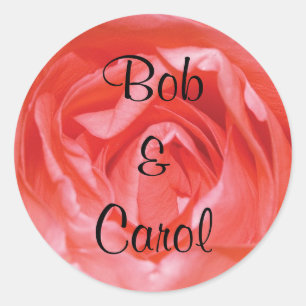 Sticker Rond Mariage personnalisé Rose profond