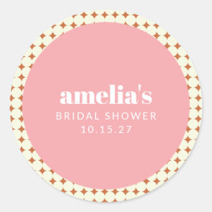 Sticker Rond Mariage Personnalisé Touches de Terre Cuite Rose V