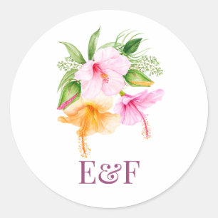 Sticker Rond Mariage personnalisé Tropical Miss to Mrs
