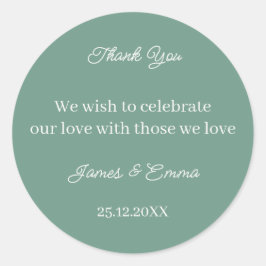 Sticker Rond Mariage personnalisé vert simple