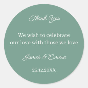Sticker Rond Mariage personnalisé vert simple