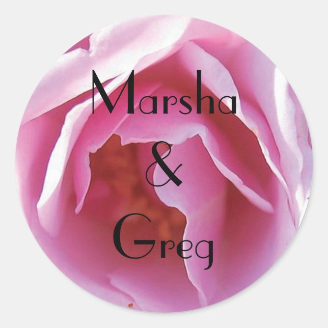 Sticker Rond Mariage personnel rose parfait (Devant)