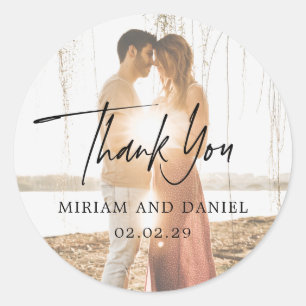 Sticker Rond Mariage photo minimaliste moderne
