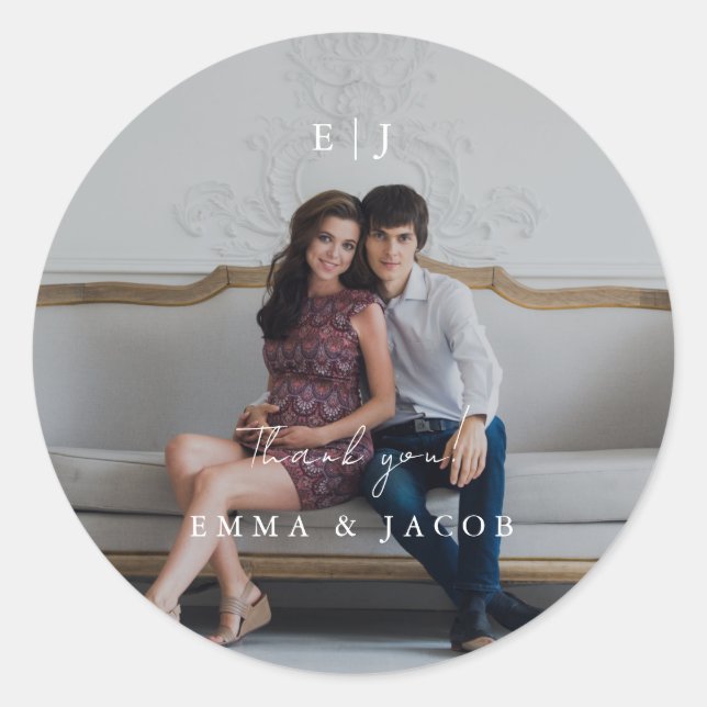 Sticker Rond Mariage photo Monogramme (Devant)