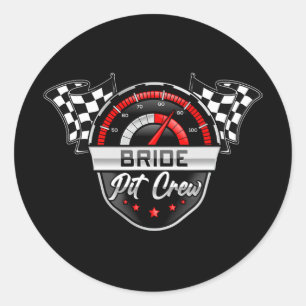 Sticker Rond Mariage Pit Crew Race Car Anniversaire Fête Corres
