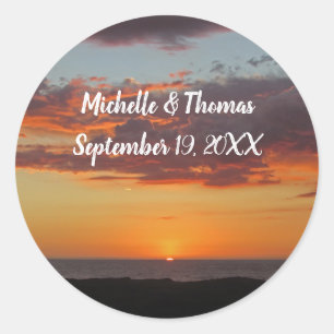 Sticker Rond Mariage plage Orange Soirée Sky Ocean Sunset