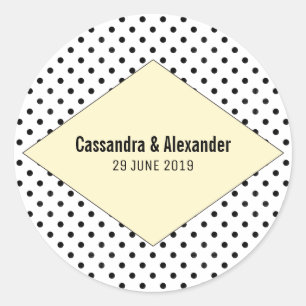 Sticker Rond Mariage Pois moderne jaune
