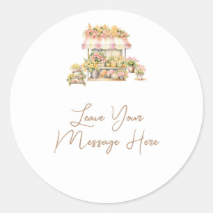 Sticker Rond Mariage Printanier Amour en Fleur Votre Message
