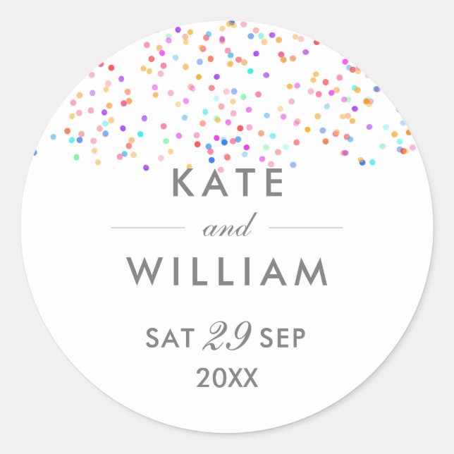 Sticker Rond Mariage Rainbow Confetti (Devant)