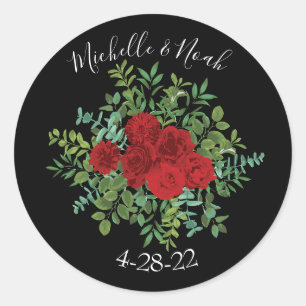 Sticker Rond Mariage Red Rose