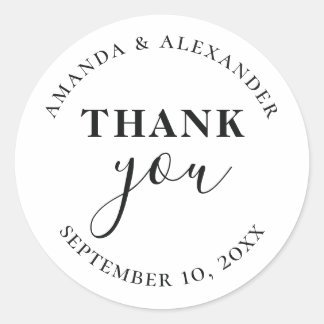 Sticker Rond Mariage remerciement typographie simple minimalist