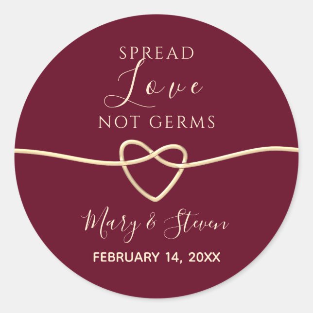 Sticker Rond Mariage Répandre l'Amour Pas les Germes (Devant)