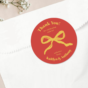 Sticker Rond Mariage rétro Coquette Bow