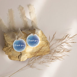 Sticker Rond Mariage Rêveur Merci Bleu Pailleté 